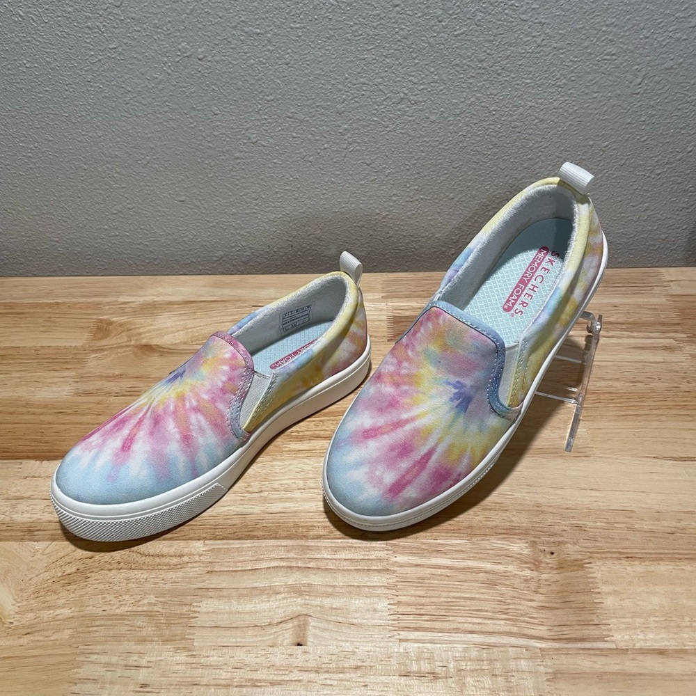 Skechers Colorful Tie-Dye Women’s Slip-On Sneakers with Memory Foam